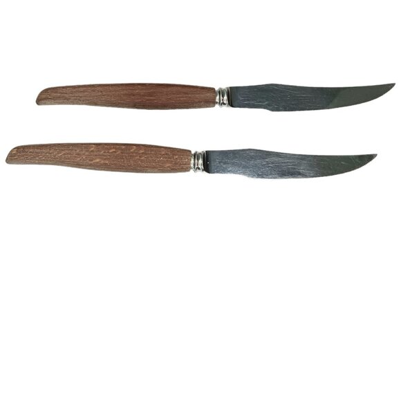 Vintage Glosswood Cutlery Tableware 6 Steak Knives 6 Forks Wood Handle & Box - Picture 12 of 14